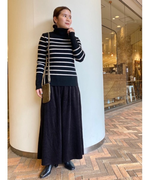 BEARDSLEY（ビアズリー）の「ボーダーハイネックニット（ニット/セーター・レディース・ブラック/ホワイト・FREE）」の19枚目の写真