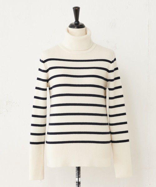 BEARDSLEY（ビアズリー）の「ボーダーハイネックニット（ニット/セーター・レディース・ブラック/ホワイト・FREE）」の5枚目の写真