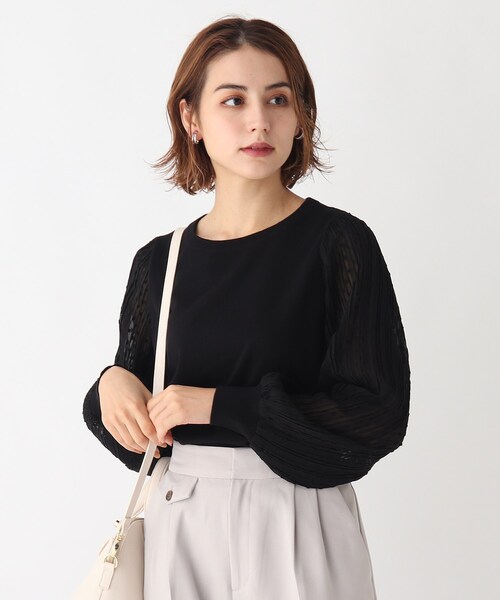 AG by aquagirl(エージーバイアクアガール)の「◆袖ドットシフォンプリーツニットプルオーバー【WEB限定サイズ】(ニット/セーター・レディース・ブルー/ライトグレー/オフホワイト/ブラック・36/38/40)」の3枚目の写真