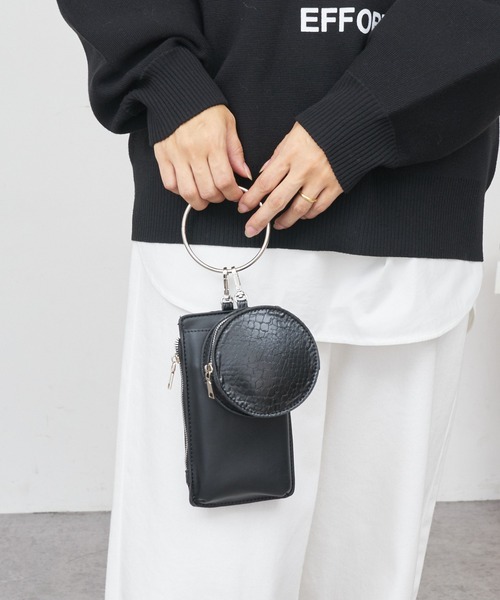 BONbazaar（ボンバザール）の「《おススメ》リングショルダーバッグ（ショルダーバッグ・レディース・ブラック/モカ/サックスブルー/オレンジ/アイボリー/グレイッシュベージュ・FREE）」の3枚目の写真