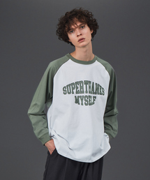 SUPERTHANKS | 【SUPERTHANKS / スーパーサンクス】別注 カレッジ ロゴ ラグラン オーバーサイズ ロンT(Tシャツ/カットソー)