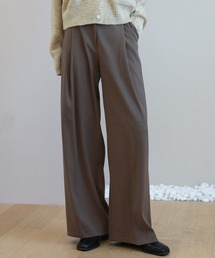 by muni:r | ゆらゆらフィット ロング ワイド ピンタック スラックス(スラックス)