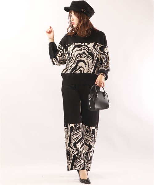 EACH.（イーチ）の「【EACH】MABLE PATTERN PANTS　マーブル柄パンツ（その他パンツ・レディース・ベージュ/ブラック・FREE）」の8枚目の写真