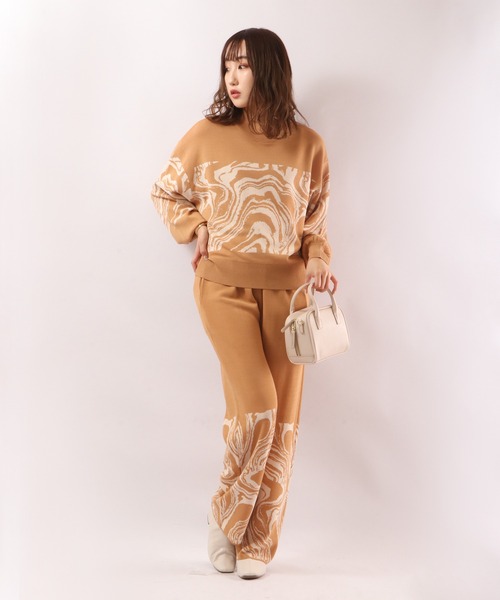 EACH.（イーチ）の「【EACH】MABLE PATTERN PANTS　マーブル柄パンツ（その他パンツ・レディース・ベージュ/ブラック・FREE）」の13枚目の写真