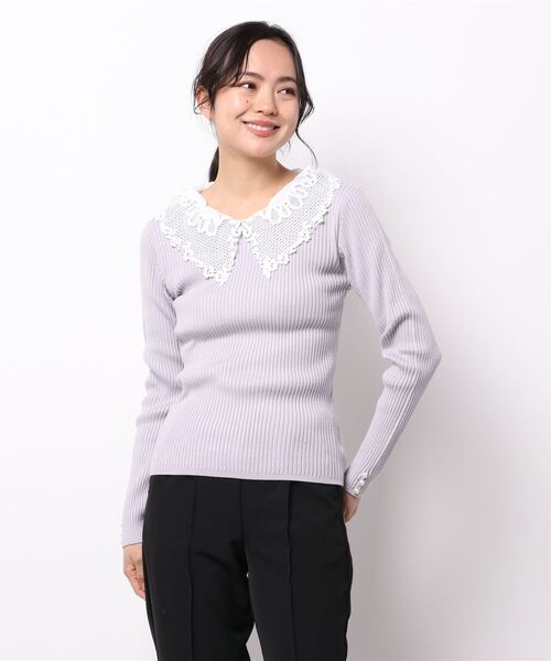 Allamanda（アラマンダ）の「襟付長袖ニット（ニット/セーター・レディース・アイボリー/グレー系その他/ブラック/サックスブルー・M）」の4枚目の写真