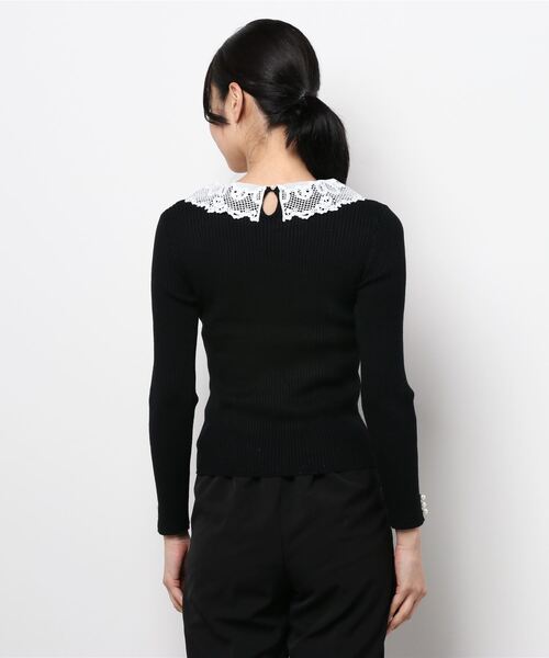 Allamanda（アラマンダ）の「襟付長袖ニット（ニット/セーター・レディース・アイボリー/グレー系その他/ブラック/サックスブルー・M）」の5枚目の写真