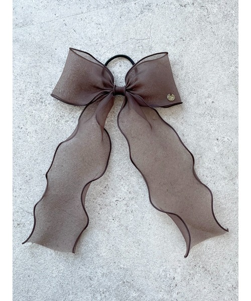 SLURR（スラ―）の「オーガンジーリボンポニー（ヘアゴム・レディース・ブラウン/ブラック・FREE）」の4枚目の写真