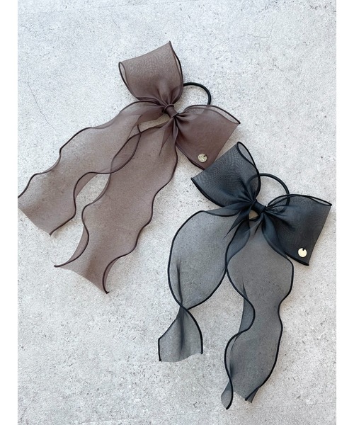 SLURR（スラ―）の「オーガンジーリボンポニー（ヘアゴム・レディース・ブラウン/ブラック・FREE）」の3枚目の写真