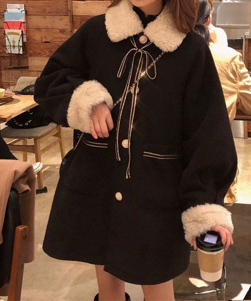 RUUX(ルーフ)の「襟、袖口 ボアコート(その他アウター・レディース・ブラック・MEDIUM/LARGE)」の3枚目の写真