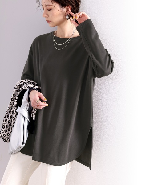 classicalelf(クラシカルエルフ)の「大人のシンプル。柔らかサイドスリットロングTee(Tシャツ/カットソー・レディース・グレイッシュベージュ/ブラック/ライトグレー/ホワイト・MEDIUM/LARGE/X-LARGE)」の18枚目の写真