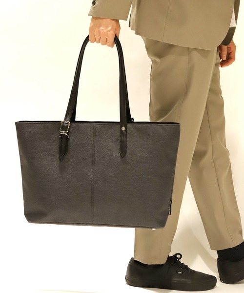 PRO-SPERITY（プロスペリティ）の「【PRO-SPERITY/プロスペリティ】別注デニムライククロス×シンセティックレザートートバッグ（トートバッグ・メンズ・グレー/ブラック/ネイビー・FREE）」の5枚目の写真