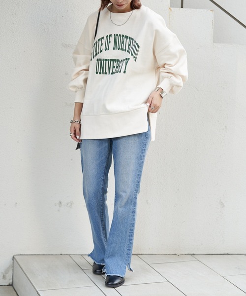 CIAOPANIC TYPY(チャオパニックティピー)の「カレッジロゴサイドスリットスウェット(スウェット・レディース・チャコールグレー/レッド/グリーン/アイボリー・ONE SIZE)」の10枚目の写真