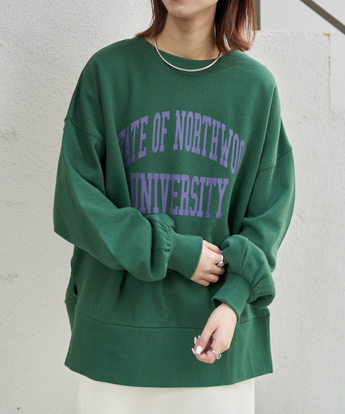 CIAOPANIC TYPY(チャオパニックティピー)の「カレッジロゴサイドスリットスウェット(スウェット・レディース・チャコールグレー/レッド/グリーン/アイボリー・ONE SIZE)」の19枚目の写真