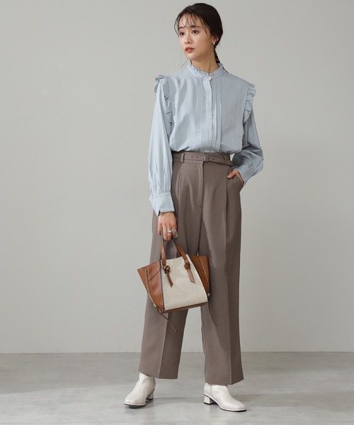 N.（N. Natural Beauty Basic）（エヌエヌナチュラルビューティーベーシック）の「【追加生産】◆リングドットタックフリルブラウス（シャツ/ブラウス・レディース・ブラック/クリーム/グレイッシュブルー/イエロー系・MEDIUM）」の13枚目の写真