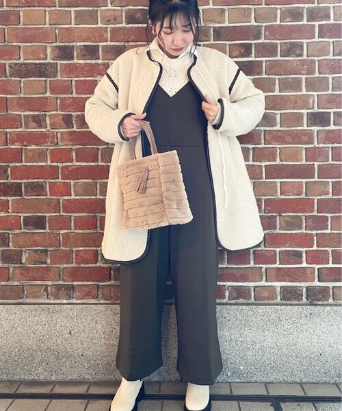 Cutie Blonde（キューティーブロンド）の「◆【S-L】透かし編みカラーニット（ニット/セーター・レディース・ピンク/アイボリー/黄緑系・01/02/03）」の7枚目の写真