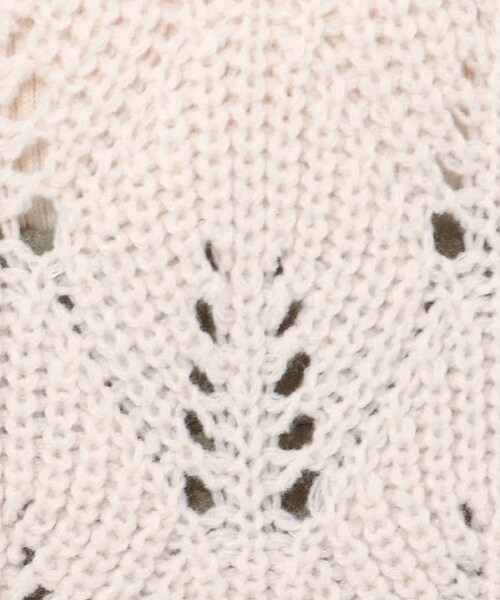 Cutie Blonde（キューティーブロンド）の「◆【S-L】透かし編みカラーニット（ニット/セーター・レディース・ピンク/アイボリー/黄緑系・01/02/03）」の12枚目の写真