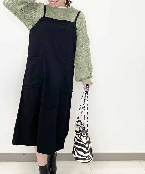 Cutie Blonde（キューティーブロンド）の「◆【S-L】透かし編みカラーニット（ニット/セーター・レディース・ピンク/アイボリー/黄緑系・01/02/03）」の21枚目の写真