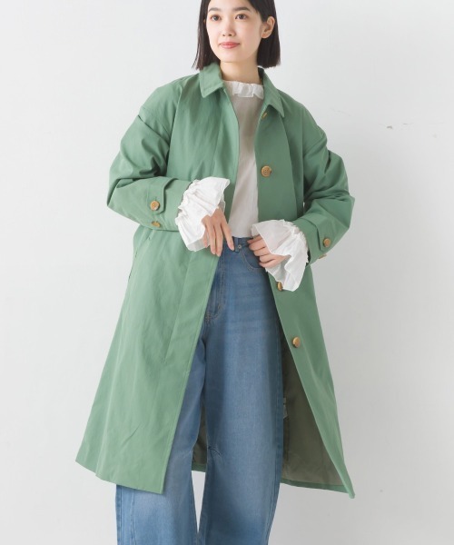 OMNES Supremo(オムネス スプレモ)の「ステンカラーコート(ステンカラーコート・レディース・ベージュ/ネイビー/カーキ/オレンジ・FREE)」の2枚目の写真