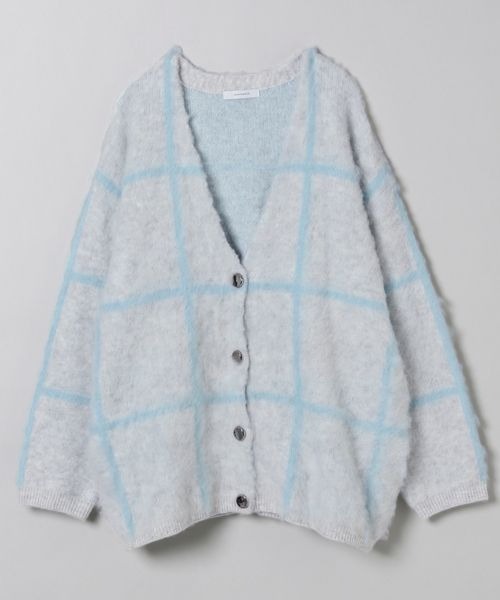 JEANASIS（ジーナシス）の「ブラッシュチェックVカーディガン/266878（カーディガン/ボレロ・レディース・グレー系その他/ブルー系その他/パープル系その他・FREE）」の2枚目の写真