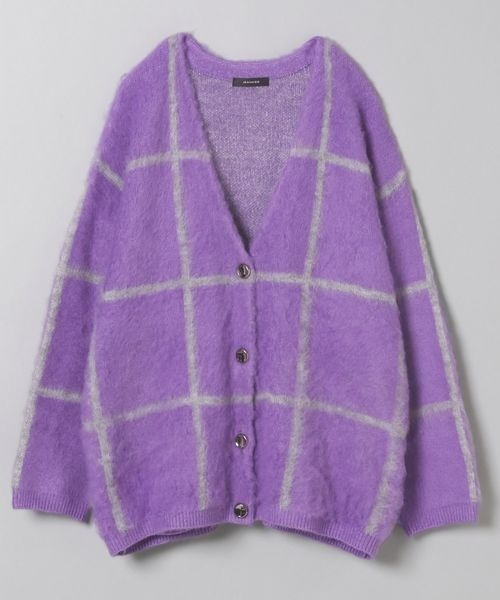 JEANASIS（ジーナシス）の「ブラッシュチェックVカーディガン/266878（カーディガン/ボレロ・レディース・グレー系その他/ブルー系その他/パープル系その他・FREE）」の3枚目の写真