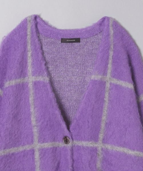 JEANASIS（ジーナシス）の「ブラッシュチェックVカーディガン/266878（カーディガン/ボレロ・レディース・グレー系その他/ブルー系その他/パープル系その他・FREE）」の5枚目の写真