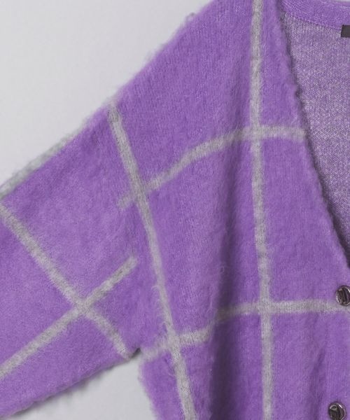 JEANASIS（ジーナシス）の「ブラッシュチェックVカーディガン/266878（カーディガン/ボレロ・レディース・グレー系その他/ブルー系その他/パープル系その他・FREE）」の7枚目の写真