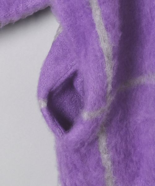 JEANASIS（ジーナシス）の「ブラッシュチェックVカーディガン/266878（カーディガン/ボレロ・レディース・グレー系その他/ブルー系その他/パープル系その他・FREE）」の8枚目の写真