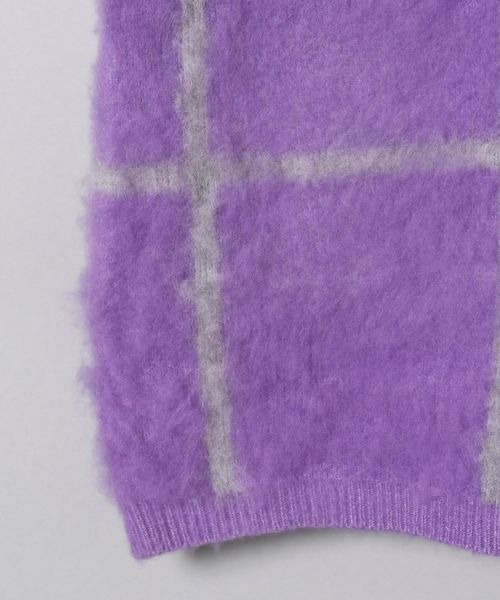JEANASIS（ジーナシス）の「ブラッシュチェックVカーディガン/266878（カーディガン/ボレロ・レディース・グレー系その他/ブルー系その他/パープル系その他・FREE）」の9枚目の写真