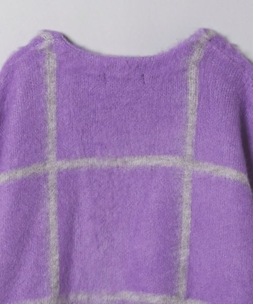 JEANASIS（ジーナシス）の「ブラッシュチェックVカーディガン/266878（カーディガン/ボレロ・レディース・グレー系その他/ブルー系その他/パープル系その他・FREE）」の4枚目の写真