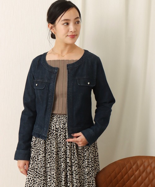 libelle more（リベル モア）の「ストレッチデニム　ノーカラージャケット（デニムジャケット・レディース・サックスブルー/インディゴブルー/ブルー・M/L）」の14枚目の写真