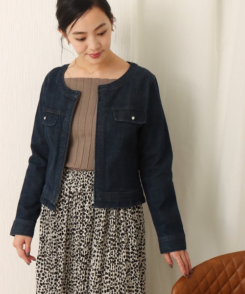 libelle more（リベル モア）の「ストレッチデニム　ノーカラージャケット（デニムジャケット・レディース・サックスブルー/インディゴブルー/ブルー・M/L）」の15枚目の写真