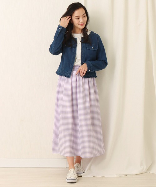 libelle more（リベル モア）の「ストレッチデニム　ノーカラージャケット（デニムジャケット・レディース・サックスブルー/インディゴブルー/ブルー・M/L）」の18枚目の写真