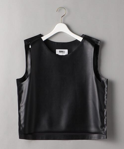 MM6 Maison Margiela(エムエムシックス メゾン マルジェラ)の「<MM6 Maison Margiela>フェイクレザー ベスト -ウォッシャブル- Ψ(ベスト・レディース・ブラック・36)」の1枚目の写真