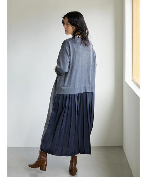 AMERICAN HOLIC（アメリカンホリック）の「バックプリーツニットワンピース（ワンピース・レディース・チャコールグレー/ネイビー・M/L）」の5枚目の写真