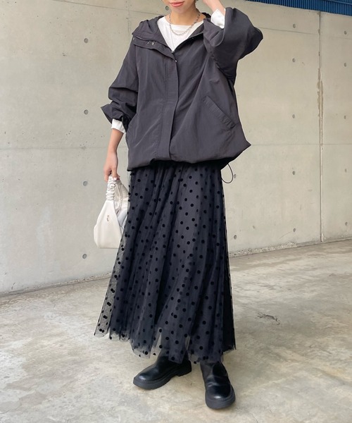 DouDou(ドゥドゥ)の「ドットフロッキーチュールスカート(スカート・レディース・ブラック/グレー・FREE)」の5枚目の写真