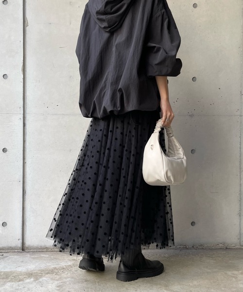 DouDou(ドゥドゥ)の「ドットフロッキーチュールスカート(スカート・レディース・ブラック/グレー・FREE)」の17枚目の写真