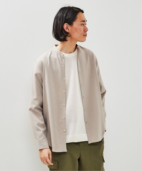 EDIFICE(エディフィス)の「ウォッシャブル シャンブレー バンドカラー シャツ(シャツ/ブラウス・メンズ・モスグリーン/ベージュ/ネイビー/ホワイト・MEDIUM/SMALL/LARGE/X-LARGE)」の7枚目の写真