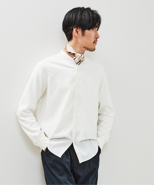 EDIFICE(エディフィス)の「ウォッシャブル シャンブレー バンドカラー シャツ(シャツ/ブラウス・メンズ・モスグリーン/ベージュ/ネイビー/ホワイト・MEDIUM/SMALL/LARGE/X-LARGE)」の9枚目の写真