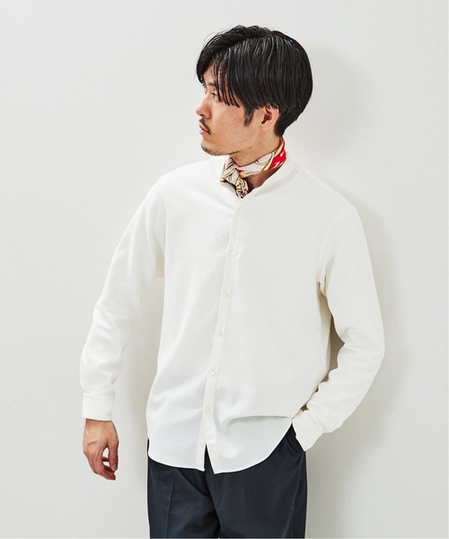 EDIFICE(エディフィス)の「ウォッシャブル シャンブレー バンドカラー シャツ(シャツ/ブラウス・メンズ・モスグリーン/ベージュ/ネイビー/ホワイト・MEDIUM/SMALL/LARGE/X-LARGE)」の11枚目の写真