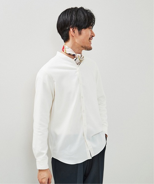 EDIFICE(エディフィス)の「ウォッシャブル シャンブレー バンドカラー シャツ(シャツ/ブラウス・メンズ・モスグリーン/ベージュ/ネイビー/ホワイト・MEDIUM/SMALL/LARGE/X-LARGE)」の12枚目の写真