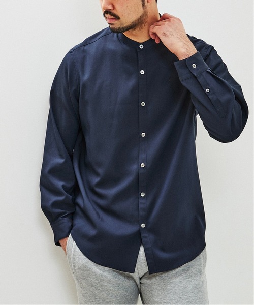 EDIFICE(エディフィス)の「ウォッシャブル シャンブレー バンドカラー シャツ(シャツ/ブラウス・メンズ・モスグリーン/ベージュ/ネイビー/ホワイト・MEDIUM/SMALL/LARGE/X-LARGE)」の19枚目の写真