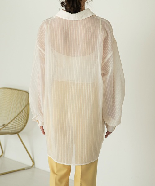 rectangle（レクタングル）の「シアーストライプオーバーシャツ（シャツ/ブラウス・レディース・アイボリー/ブラック/イエロー・FREE）」の18枚目の写真