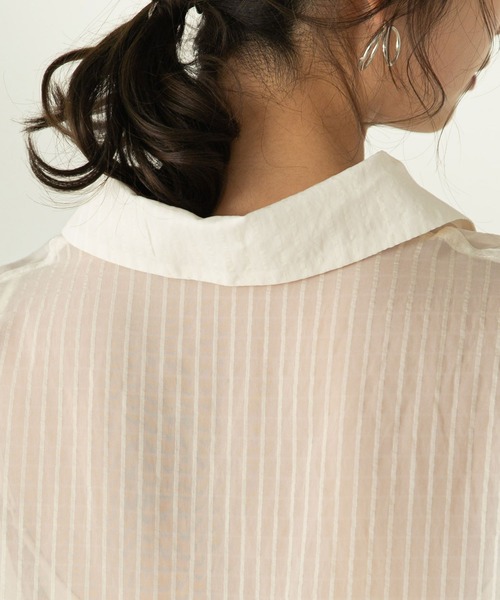 rectangle（レクタングル）の「シアーストライプオーバーシャツ（シャツ/ブラウス・レディース・アイボリー/ブラック/イエロー・FREE）」の21枚目の写真