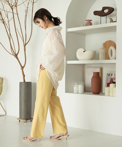 rectangle（レクタングル）の「シアーストライプオーバーシャツ（シャツ/ブラウス・レディース・アイボリー/ブラック/イエロー・FREE）」の5枚目の写真