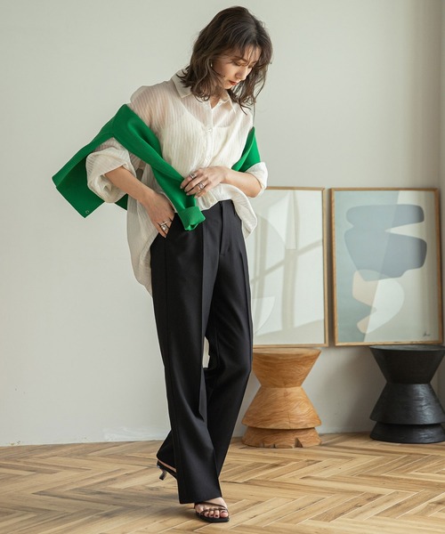 rectangle（レクタングル）の「シアーストライプオーバーシャツ（シャツ/ブラウス・レディース・アイボリー/ブラック/イエロー・FREE）」の8枚目の写真