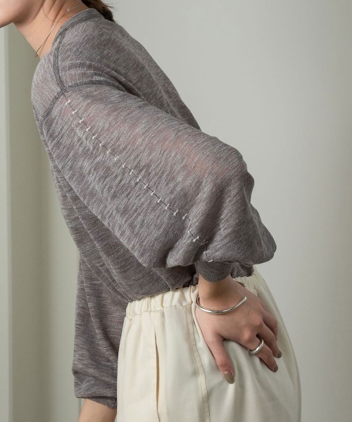 Amiur(エミレ)の「stitch sheer pullover(Tシャツ/カットソー・レディース・グレー/ミント/ラベンダー・FREE)」の10枚目の写真