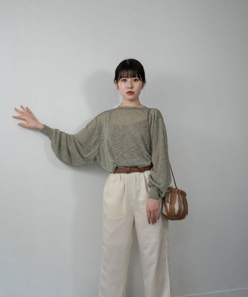 Amiur(エミレ)の「stitch sheer pullover(Tシャツ/カットソー・レディース・グレー/ミント/ラベンダー・FREE)」の7枚目の写真