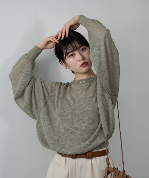 Amiur(エミレ)の「stitch sheer pullover(Tシャツ/カットソー・レディース・グレー/ミント/ラベンダー・FREE)」の9枚目の写真