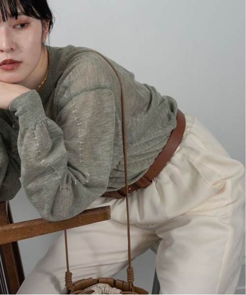 Amiur(エミレ)の「stitch sheer pullover(Tシャツ/カットソー・レディース・グレー/ミント/ラベンダー・FREE)」の19枚目の写真