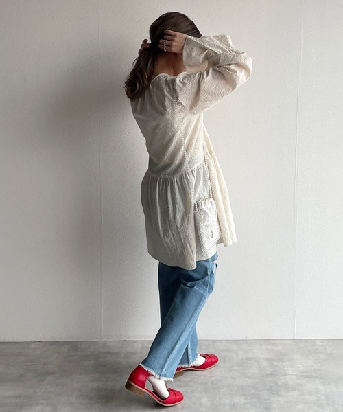 w closet(ダブルクローゼット)の「スリットキャンディースリーブチュニックはおり(シャツ/ブラウス・レディース・キナリ/ブルー/グリーン・FREE)」の7枚目の写真